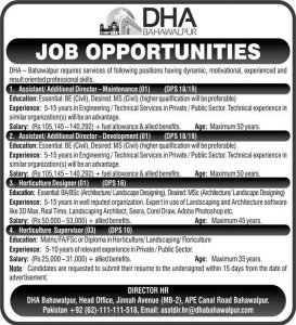 DHA jobs in Bahawalpur 2021