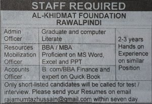 jobs in Rawalpindi 2021